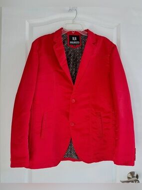 Rare Vintage Perruzo Men's Bright Red Two-Button Sport Blazer -Size XXL